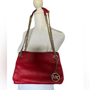 PRICE CUT!   Michael Michael Kors red shoulder bag; EUC